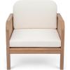 Christopher Knight Home Peter Patio Acacia Wood Club Chair with Cushions, Comfy Lounge Chair Outdoor, Stylish Garden Seating, Wicker Armchair for Porch, Backyard, Balcony, Light Brown & Beige