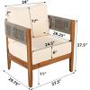 Christopher Knight Home Rekker Acacia Wood Outdoor Club Chair, Patio Accent Chair with Removable Cushion, Patio Furniture Set Comfy Reading Chair, Wooden Single Lounge Sofa, Teak+Beige