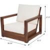 Christopher Knight Home Shank Patio Club Chair with Removable Cushion, Acacia Wood Armchair, Outdoor Low Profile Garden Chair, Comfy Single Lounge Chair Outdoor for Poolside, Beige + Light Grey(Beige + Mocha)