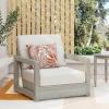 Christopher Knight Home Shank Patio Club Chair with Removable Cushion, Acacia Wood Armchair, Outdoor Low Profile Garden Chair, Comfy Single Lounge Chair Outdoor for Poolside, Beige + Light Grey(Beige + Light Grey)