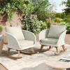 Christopher Knight Home Siwoo Wooden Frame Outdoor Rocking Chairs Set of 2, Wicker Rocker Chair with Soft Cushions, Contemporary Patio Rockers, Rocking Chair for Indoor/Outdoor, Gray + Natural(Beige + Natural)