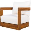 Christopher Knight Home Sylas Acacia Wood Lounge Chair Outdoor, Curved Tub Design Accent Chair with Weather Resistant Cushion, Comfy Low Profile Reading Seating for Garden/Backyard, Teak+ Beige