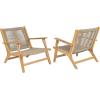 Christopher Knight Home Veera Patio Chair Set of 2 with Acacia Wood Frame and Handwoven Rope, Outdoor Lounge Chair, Stylish Outdoor Accent Chair for Garden/Deck/Backyard, Beige + Light Teak(Beige + Light Teak)
