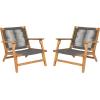 Christopher Knight Home Veera Patio Chair Set of 2 with Acacia Wood Frame and Handwoven Rope, Outdoor Lounge Chair, Stylish Outdoor Accent Chair for Garden/Deck/Backyard, Beige + Light Teak(Dark Grey & Teak)