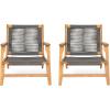 Christopher Knight Home Veera Patio Chair Set of 2 with Acacia Wood Frame and Handwoven Rope, Outdoor Lounge Chair, Stylish Outdoor Accent Chair for Garden/Deck/Backyard, Beige + Light Teak(Dark Grey & Teak)