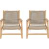 Christopher Knight Home Veera Patio Chair Set of 2 with Acacia Wood Frame and Handwoven Rope, Outdoor Lounge Chair, Stylish Outdoor Accent Chair for Garden/Deck/Backyard, Beige + Light Teak(Beige + Light Teak)