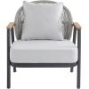 Christopher Knight Home Vine Iron Patio Club Chair, Outdoor Accent Chair with Cushions, Wooden Patio Armchair, Ergonomic Comfy Reading Chair for Balcony, Backyard, Garden, Dark Grey+Grey