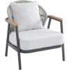 Christopher Knight Home Vine Iron Patio Club Chair, Outdoor Accent Chair with Cushions, Wooden Patio Armchair, Ergonomic Comfy Reading Chair for Balcony, Backyard, Garden, Dark Grey+Grey