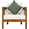 Christopher Knight Home Vinny Outdoor Accent Chair, Acacia Wood Club Chair, Handwoven Rope Armchair with Removable Cushions, Comfort Seating Single Reading Sofa for Garden Backyard Porch, Green+Beige(Green+beige)