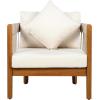 Christopher Knight Home Vinny Outdoor Accent Chair, Acacia Wood Club Chair, Handwoven Rope Armchair with Removable Cushions, Comfort Seating Single Reading Sofa for Garden Backyard Porch, Green+Beige(Natural+beige)