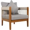 Christopher Knight Home Vinny Outdoor Accent Chair, Acacia Wood Club Chair, Handwoven Rope Armchair with Removable Cushions, Comfort Seating Single Reading Sofa for Garden Backyard Porch, Green+Beige(Natural+grey)