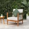 Christopher Knight Home Vinny Outdoor Accent Chair, Acacia Wood Club Chair, Handwoven Rope Armchair with Removable Cushions, Comfort Seating Single Reading Sofa for Garden Backyard Porch, Green+Beige(Green+beige)