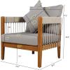 Christopher Knight Home Vinny Outdoor Accent Chair, Acacia Wood Club Chair, Handwoven Rope Armchair with Removable Cushions, Comfort Seating Single Reading Sofa for Garden Backyard Porch, Green+Beige(Natural+grey)