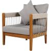 Christopher Knight Home Vinny Outdoor Accent Chair, Acacia Wood Club Chair, Handwoven Rope Armchair with Removable Cushions, Comfort Seating Single Reading Sofa for Garden Backyard Porch, Green+Beige(Natural+grey)