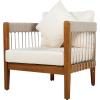 Christopher Knight Home Vinny Outdoor Accent Chair, Acacia Wood Club Chair, Handwoven Rope Armchair with Removable Cushions, Comfort Seating Single Reading Sofa for Garden Backyard Porch, Green+Beige(Natural+beige)