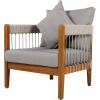 Christopher Knight Home Vinny Outdoor Accent Chair, Acacia Wood Club Chair, Handwoven Rope Armchair with Removable Cushions, Comfort Seating Single Reading Sofa for Garden Backyard Porch, Green+Beige(Natural+grey)