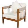 Christopher Knight Home Vinny Outdoor Accent Chair, Acacia Wood Club Chair, Handwoven Rope Armchair with Removable Cushions, Comfort Seating Single Reading Sofa for Garden Backyard Porch, Green+Beige(Natural+beige)