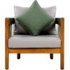 Christopher Knight Home Vinny Outdoor Accent Chair, Acacia Wood Club Chair, Handwoven Rope Armchair with Removable Cushions, Comfort Seating Single Reading Sofa for Garden Backyard Porch, Green+Beige(Green+grey)