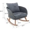 Christopher Knight Home Yusi Wooden Frame Rocking Chair Outdoor, Wicker Rocker Chair with Soft Cushions, Contemporary Patio Rockers, Rocking Accent Chair for Indoor/Outdoor, Gray + Natural(Gray + Natural)