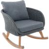 Christopher Knight Home Yusi Wooden Frame Rocking Chair Outdoor, Wicker Rocker Chair with Soft Cushions, Contemporary Patio Rockers, Rocking Accent Chair for Indoor/Outdoor, Gray + Natural(Gray + Natural)