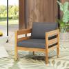 Christopher Knight Home Ahri Acacia Wood Outdoor Chair, Patio Lounge Chair with Slatted Back, Accent Chair with Cushions, Stylish Outdoor Furniture for Balcony/Garden, Beige + Light Teak(Dark Gray + Teak)