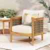 Christopher Knight Home Burchett Outdoor Acacia Wood Club Chair with Cushions, Lounge Chair for Patio Backyard, Stylish Garden Seating, Open Slat Design, PE Rattan Weaving, Brown+Beige(Brown+beige 1pcs)