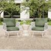 Christopher Knight Home Camber Set of 2 Outdoor Club Chair with Cushion, Metal Lounge Chair Outdoor, Patio Furniture Set for 2, Comfy Reating Armchair for Garden Backyard, Grey(White+green)