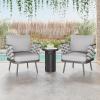 Christopher Knight Home Camber Set of 2 Outdoor Club Chair with Cushion, Metal Lounge Chair Outdoor, Patio Furniture Set for 2, Comfy Reating Armchair for Garden Backyard, Grey(Grey)