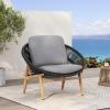 Christopher Knight Home Cyril Outdoor Papasan Chair with Cushion, Wicker Egg Chair with Removable Cushion, PE Wicker Chaise Lounge Chair, Patio Furniture Set for Garden/Backyard, Brown+Beige(Brown+dark Grey)