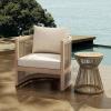 Christopher Knight Home Faine Acacia Wood Outdoor Club Chair, Patio Accent Chair with Removable Cushion, Curved Backrest Comfy Reading Chair, Wooden Single Lounge Sofa, Light Teak+Beige