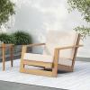 Christopher Knight Home Fayah Acacia Wood Lounge Chair Outdoor, Wooden Patio Armchair for Lounging, Patio Furniture Single Sofa Chair, Garden/Poolside Comfy Reading Chair with Cushion,Light Teak+Beige