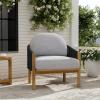 Christopher Knight Home Grotta Acacia Wood Patio Accent Chair, Wooden Lounge Chair Outdoor, Outdoor Barrel Chair with Rope Weave+Removable Cushion, Curved Backrest Single Lounge Sofa, Beige+Teak(Gray+teak)