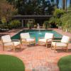 Christopher Knight Home Heidi Outdoor Club Chairs with Cushions, Acacia Wood Patio Accent Armchair Set, Wooden Lounge Chair, Comfy Patio Seating for Garden Backyard, Set of 4, Teak Finish + Beige(Teak Finish + Beige)