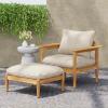 Christopher Knight Home Ordel Acacia Wood Patio Accent Chair with Ottoman Footrest, Wooden Lounge Chair Outdoor and Ottoman Set, Comfy Reading Chair with Footrest Stool, Beige+Light Teak