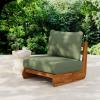 Christopher Knight Home Poppy Outdoor Club Chair with Water Resistant, Acacia Wood Lounge Chair Outdoor, Patio Low Profile Accent Chair, Comfy Reading Chair for Garden Backyard, Teak + Beige(Teak + Green)