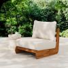 Christopher Knight Home Poppy Outdoor Club Chair with Water Resistant, Acacia Wood Lounge Chair Outdoor, Patio Low Profile Accent Chair, Comfy Reading Chair for Garden Backyard, Teak + Beige(Teak + Beige)