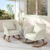 Christopher Knight Home Siwoo Wooden Frame Outdoor Rocking Chairs Set of 2, Wicker Rocker Chair with Soft Cushions, Contemporary Patio Rockers, Rocking Chair for Indoor/Outdoor, Gray + Natural(Beige + Natural)
