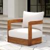 Christopher Knight Home Sylas Acacia Wood Lounge Chair Outdoor, Curved Tub Design Accent Chair with Weather Resistant Cushion, Comfy Low Profile Reading Seating for Garden/Backyard, Teak+ Beige