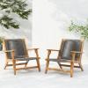 Christopher Knight Home Veera Patio Chair Set of 2 with Acacia Wood Frame and Handwoven Rope, Outdoor Lounge Chair, Stylish Outdoor Accent Chair for Garden/Deck/Backyard, Beige + Light Teak(Dark Grey & Teak)