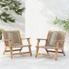 Christopher Knight Home Veera Patio Chair Set of 2 with Acacia Wood Frame and Handwoven Rope, Outdoor Lounge Chair, Stylish Outdoor Accent Chair for Garden/Deck/Backyard, Beige + Light Teak(Beige + Light Teak)