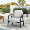 Christopher Knight Home Vine Iron Patio Club Chair, Outdoor Accent Chair with Cushions, Wooden Patio Armchair, Ergonomic Comfy Reading Chair for Balcony, Backyard, Garden, Dark Grey+Grey