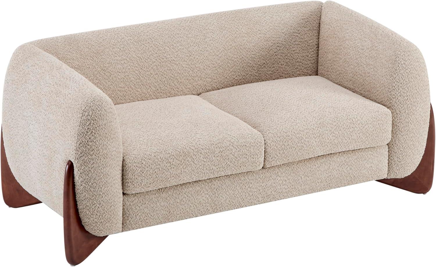 image:imageChristopher Knight Home Almad 2 Pieces Sofa Couch Set Cozy 3Seater Sofa and Loveseat for Living Room Upholstered Couch Chair Soft Seating Lounge Sofa with Wood Frame Boucle Fabric Navy BlueAlmond