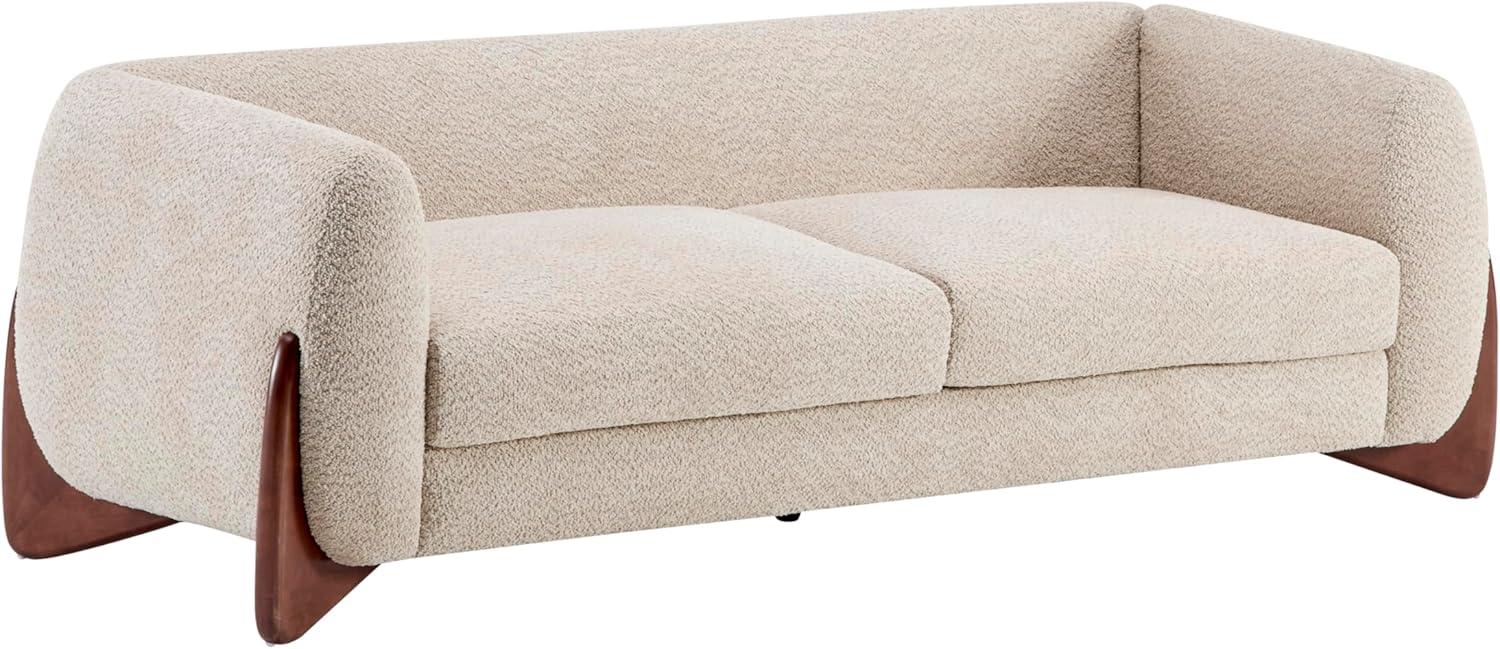 image:imageChristopher Knight Home Almad 2 Pieces Sofa Couch Set Cozy 3Seater Sofa and Loveseat for Living Room Upholstered Couch Chair Soft Seating Lounge Sofa with Wood Frame Boucle Fabric Navy BlueAlmond