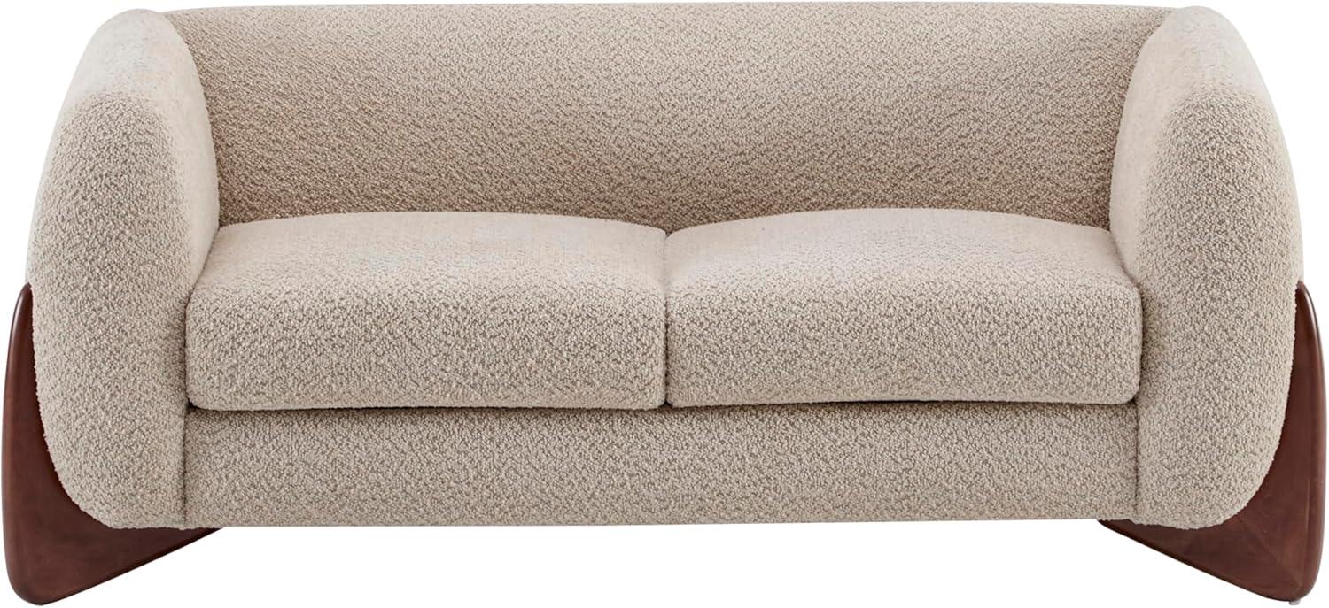 image:imageChristopher Knight Home Almad 2 Pieces Sofa Couch Set Cozy 3Seater Sofa and Loveseat for Living Room Upholstered Couch Chair Soft Seating Lounge Sofa with Wood Frame Boucle Fabric Navy BlueAlmond