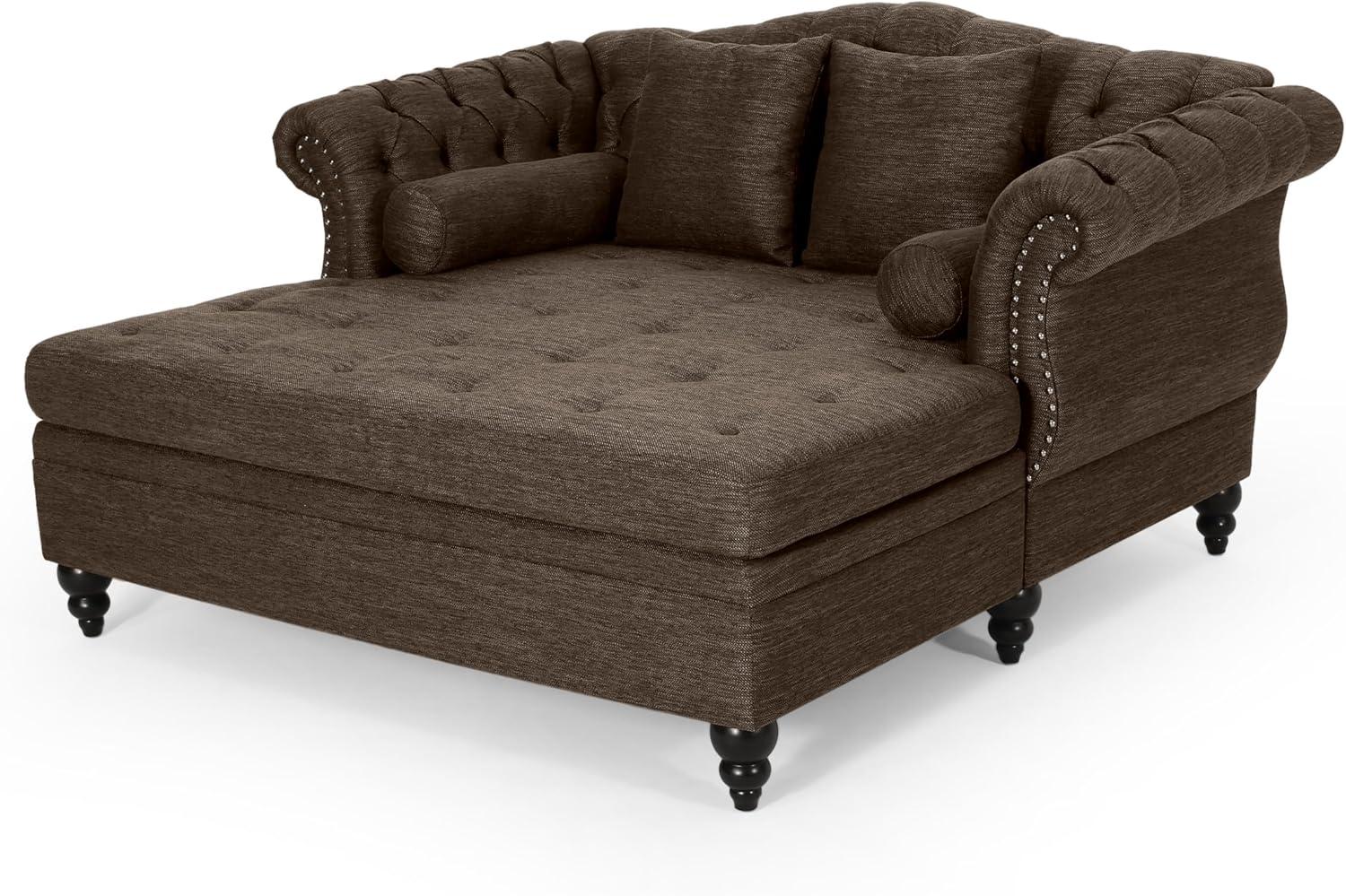 image:imageChristopher Knight Home Audrey 6250 Tufted Loveseat Chaise Sleeper Sofa Scroll Armchair Upholstered Loveseat Sofa Chair Large Leisure Couch Bed Oversized Lounge Chair for Living Room BlueBrown