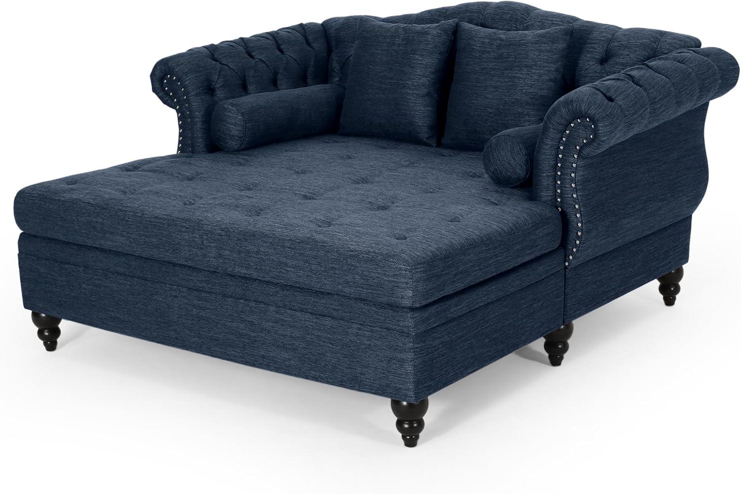 image:imageChristopher Knight Home Audrey 6250 Tufted Loveseat Chaise Sleeper Sofa Scroll Armchair Upholstered Loveseat Sofa Chair Large Leisure Couch Bed Oversized Lounge Chair for Living Room BlueNavy Blue