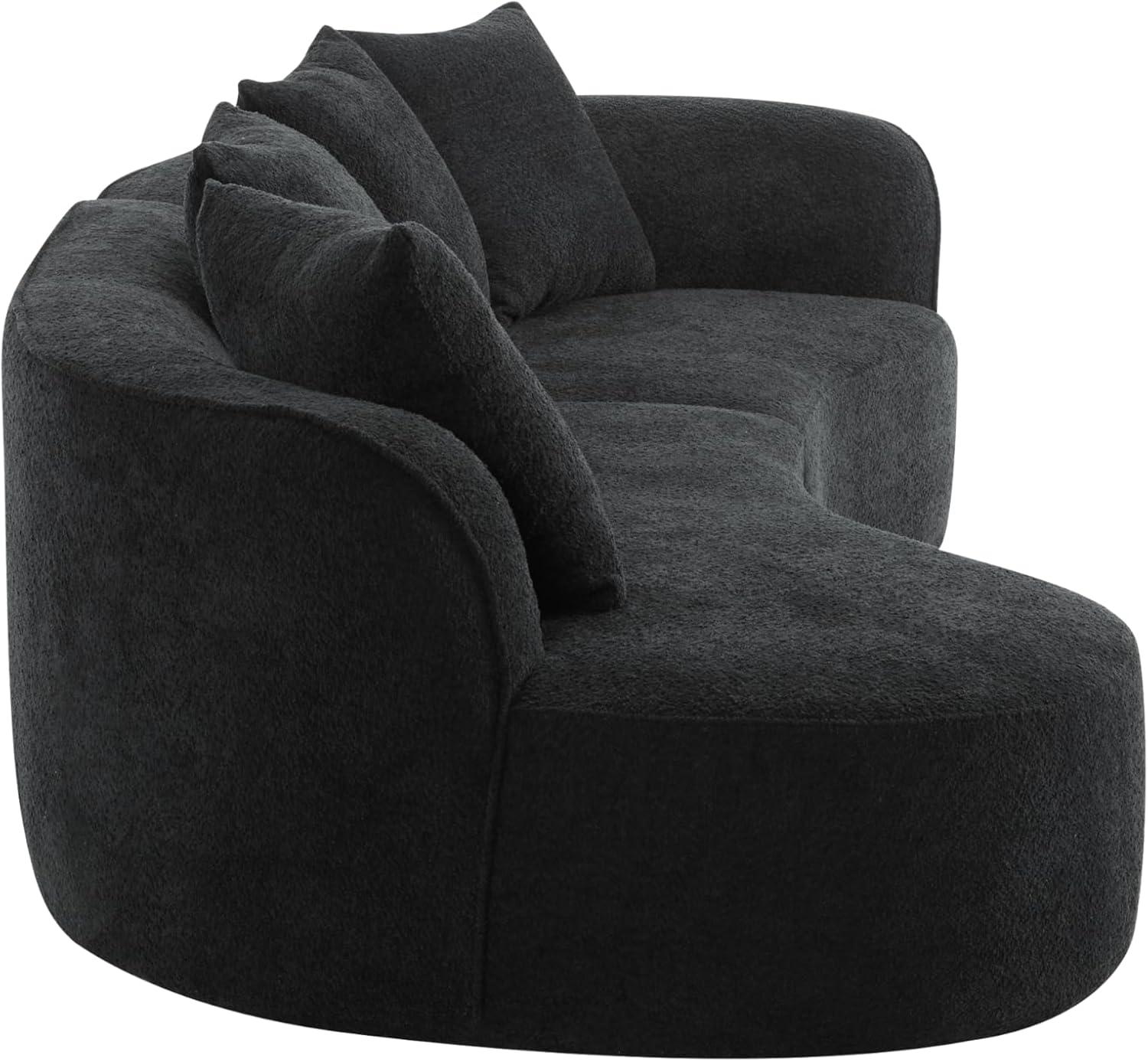 image:imageChristopher Knight Home Braebt 126 Comfy Upholstered Cloud Couch 5Seater Sofa Couches Curved Modular Sectional Sofa with 4 Throw Pillows for Living Room Study No Assembly Required AlmondBlack