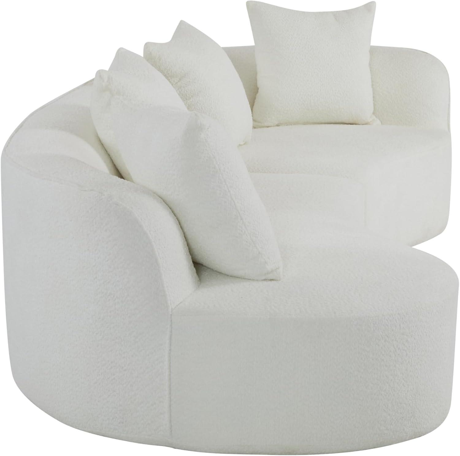 image:imageChristopher Knight Home Braebt 126 Comfy Upholstered Cloud Couch 5Seater Sofa Couches Curved Modular Sectional Sofa with 4 Throw Pillows for Living Room Study No Assembly Required AlmondBeige
