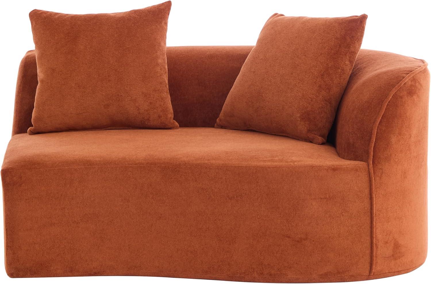 image:imageChristopher Knight Home Braebt 126 Comfy Upholstered Cloud Couch 5Seater Sofa Couches Curved Modular Sectional Sofa with 4 Throw Pillows for Living Room Study No Assembly Required AlmondDark Orange