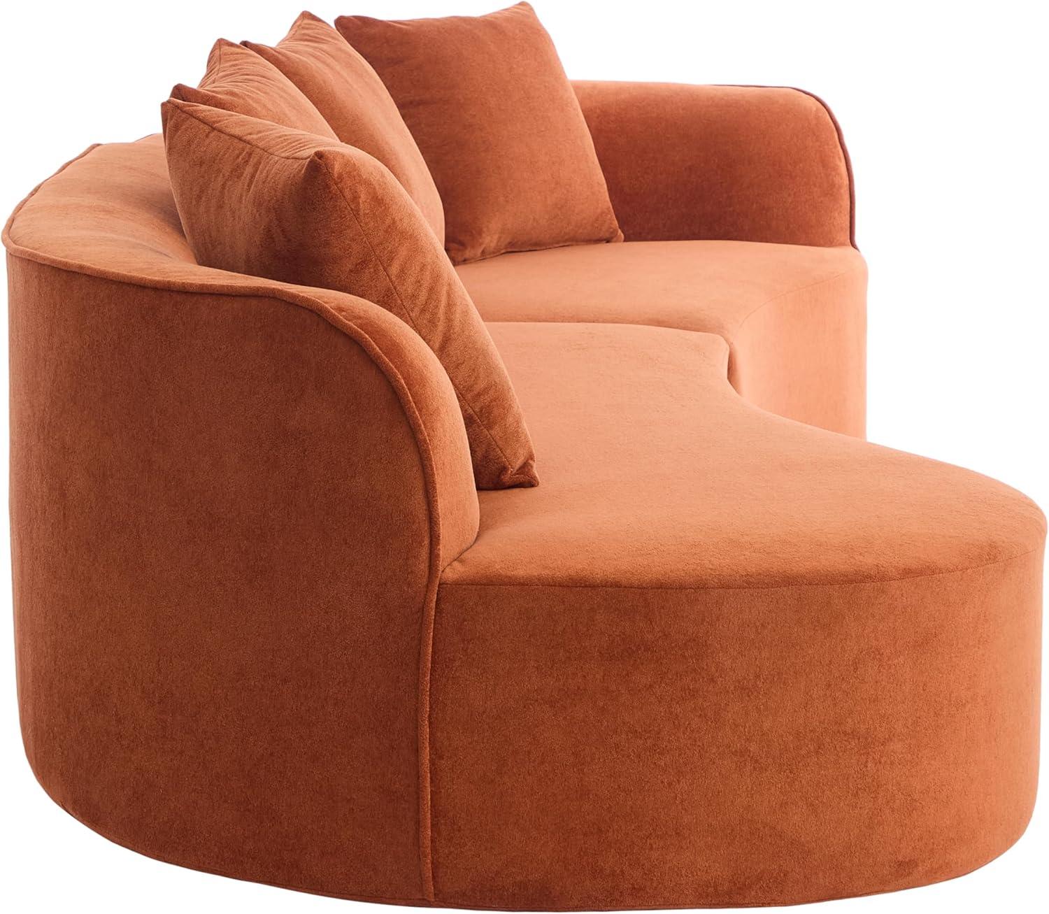 image:imageChristopher Knight Home Braebt 126 Comfy Upholstered Cloud Couch 5Seater Sofa Couches Curved Modular Sectional Sofa with 4 Throw Pillows for Living Room Study No Assembly Required AlmondDark Orange